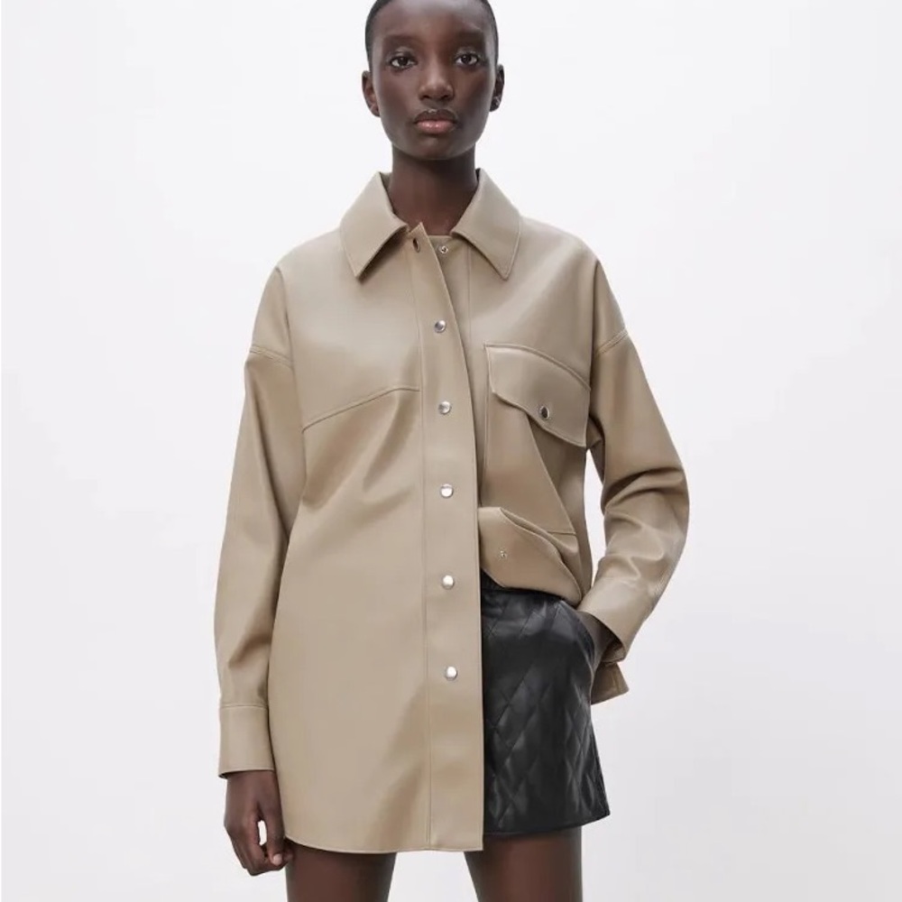 Zara Faux Leather Beige